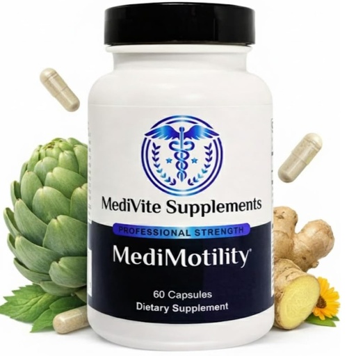 [BRSREZQDAQCG2332] MediMotility 60ct – Physician-Approved Supplement for Healthy Gut Motility & Digestive Function – with Ginger Root & Artichoke Extract – GI & Bloating Support for Men & Women