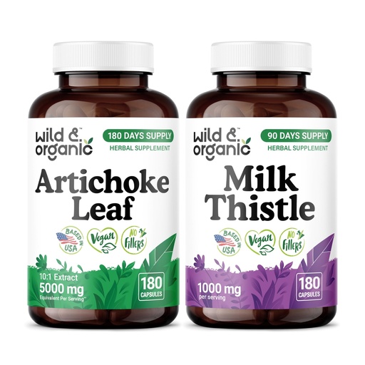 [BRSRGH3RCIIAKALA] Wild & Organic Artichoke Leaf 180 Capsules & Milk Thistle 180 Capsules