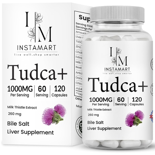 [BRSREZA7PJ5WM3TK] INSTAMART Tudca Supplement Organic 1000mg - Liver & Digestive Health Support, Bile Salts for No Gallbladder, Ultra Strength Cleanse Detox Formula with Milk Thistle & Artichoke Extract - 120 Capsules