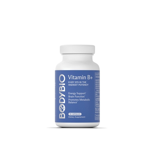 [BRSWI2YGCN7R62YZ] BodyBio - Vitamin B Complex Including B1, B2, B3, B5, B6, Methyl B12, Folinic Acid, 5-MTHF, and B7 to Supports Alertness, Metabolism & Immune System, 90 Capsules