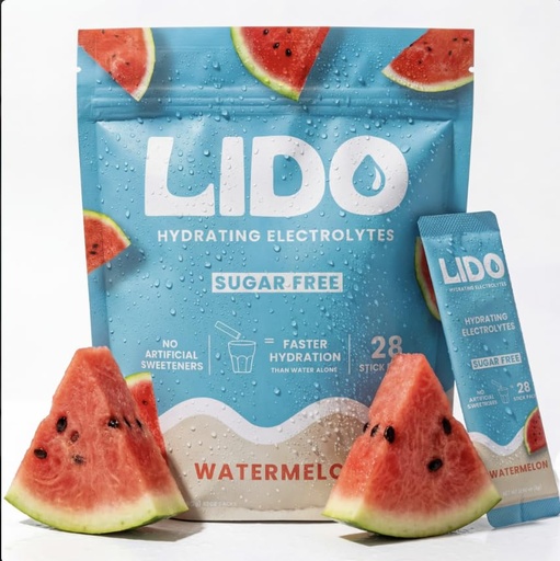 [BRSRAEA2CMBGOGT5] LIDO Watermelon Electrolyte Powder Packets — Zero Sugar Hydration Drink Mix Packets with Trace Minerals & Sea Salt — Keto, Paleo & Fasting Friendly — Watermelon Drink Mix for Recovery, 28 Sticks