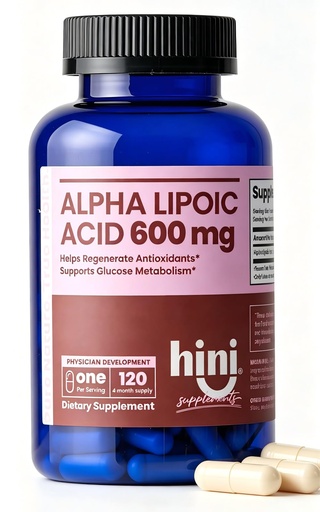 [BRSRGZDQBMBAIFYY] HINI Alpha Lipoic Acid 600 mg, Extra Strength ALA Antioxidant Support Supplement, High Potency Daily Wellness Formula, Easy-to-Swallow Capsules, 120 Count, 4-Month Supply for Men & Women