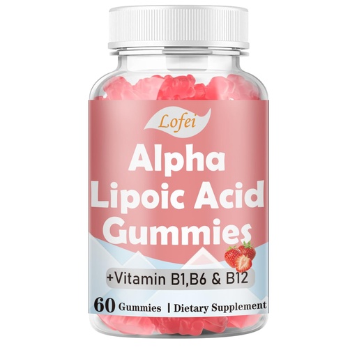 [BRSREGQBC4NAMAIU] Lofei Alpha Lipoic Acid Gummies 600mg with Vitamin B1,B6 & B12,Sugar Free,ALA Supplement for Energy* & Vi*tality,High Absorption,Non-GMO, Vegan, Gluten-Free,Raspberry Flavor,60 Gummies