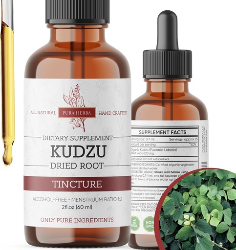 [BRSRAGDYC4BBG3LA] Organic Kudzu Root Extract – Alcohol-Free, Vegan Supplement for Alcohol Support – 2 Fl Oz – Non-GMO, Made in USA