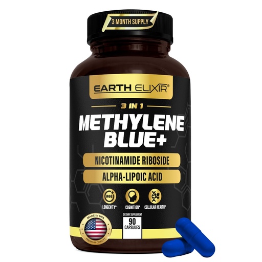 [BRSREYL5OQGW2ELZ] 3-in-1 Methylene Blue Capsules – Methylene Blue Pharmaceutical Grade w/Alpha Lipoic Acid (ALA) & NAD Supplement for Energy, Cognitive & Cellular Support – 3 Month Supply & 3rd Party Tested