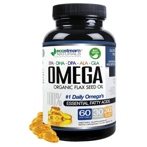 [BRSWGBINCAMBYCTB] Triple Strength Omega 3-6-9 Blend with DPA, EPA, DHA, ALA and GLA and Organic Flax Seed Oil, Over 2,800 Milligram Strength - Gluten Free - Easy to Swallow - 60 SoftGels