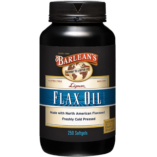 [BRSWIYTQAYOWAFL6] Barlean's Lignan Flaxseed Oil Softgels, Cold-Pressed Flax Seed Supplement with 1,550 mg ALA Omega-3 Fatty Acids for Joint & Heart Health, 1000mg, 250 ct