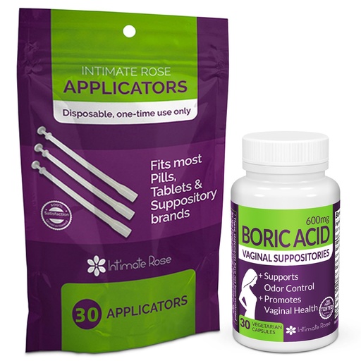 [BRSWYCYZOB7QIGYY] Intimate Rose Save 10% on Boric Acid Suppositories - 30 Count (600mg) & Suppository Applicators - 30 Counts