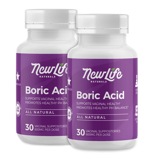 [BRSWYBAPOR6WMHIY] NewLife Naturals Boric Acid Suppositories for Women - 600mg | pH Balance Pills | Feminine Care | 2 Pack (60 Capsules) | Made in USA