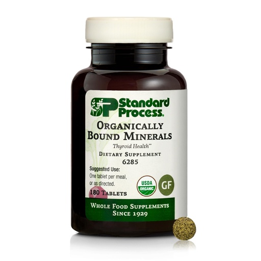 [BRSWGYIQA4HREGQU] Standard Process Organically Bound Minerals - Supports Thyroid Function & Nervous System Health - Contains Iodine from Alfalfa & Kelp - Gluten-Free, Non-Dairy & USDA Organic - 180 Tablets