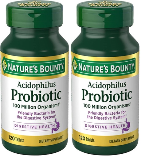 [BRSREBD5BEFQYCDA] Nature's Bounty Lactobacillus Acidophilus Probiotic Supplement - Daily Probiotic for Women/Men Digestive Health,100 Million Organisms,Vegetarian,1 Serving per Day,120 Tablets,(Pack of 2)