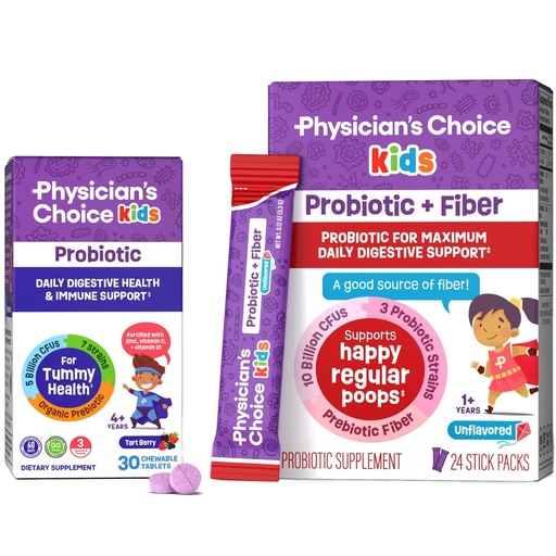 [BRSRAGDYBEBQMFI7] Physician's CHOICE Kids Happy Tummy Bundle - Fiber 24pck + Probiotic 30ct