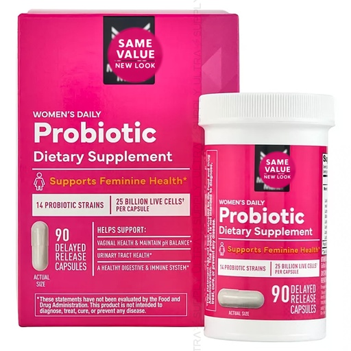 [BRSREFTRBZ6QM3D2] Members Mark Women's Probiotic 25 Billion CFU – 14 Strains, Delayed Release Capsules, 90 Count