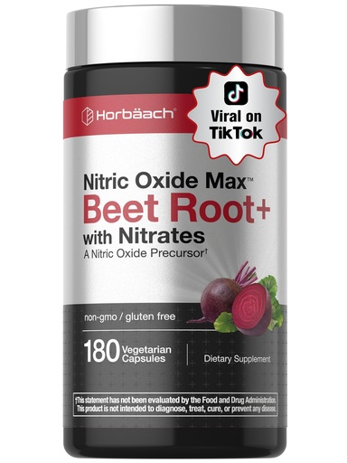 [BRSRMBQTOQMAM2D2] Horbäach Nitric Oxide Beet Root Capsules | 180 Count | with Nitrates and Precursor | for Men and Women | Vegetarian, Non-GMO, Gluten Free Supplement