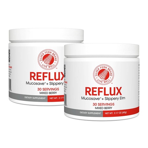 [BRSRMHY5OZ5AAAL6] Silver Fern Reflux - Digestive Supplement - Each Tub = 30 Scoops = 30 Servings - Mucosal Support for Acid Issues - with Mucosave FG and Slippery Elm Bark (2 Tubs)