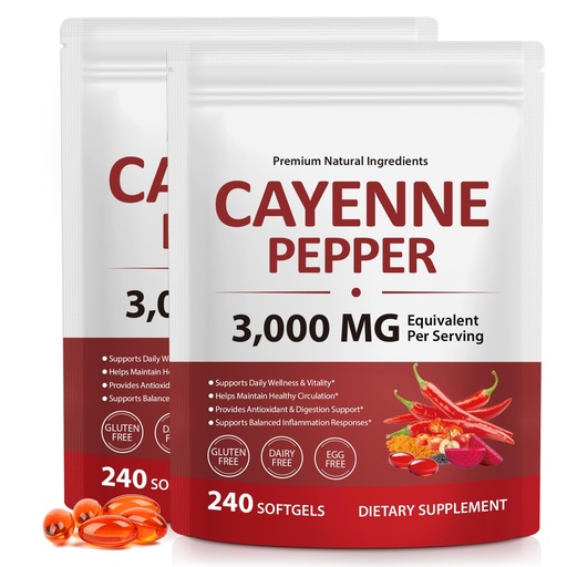 [BRSRGZI2CEHBQ33Z] Premium Pepper Capsules with Turmeric Curcumin & Beet Root Extract 2pcs | Supports Cardiovascular Health, Blood Circulation | Potent Capsaicin Supplement, Easy-to-Swallow Softgels (480 Count)