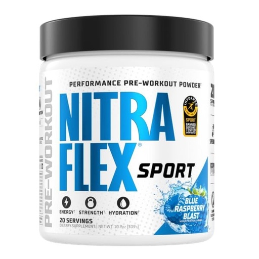 [BRSRAHT7AAPWKCDJ] Nitraflex Sport Blue Raspberry Pre-Workout Powder, Banned Substance Free, Informed Choice Certified, Hydration, Citrulline, Beta-Alanine, Betaine, 20 Servings