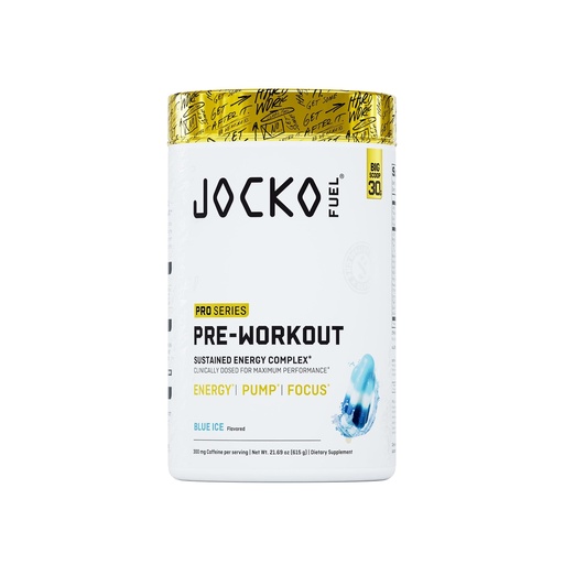 [BRSRGHD5BMJQMYA3] Jocko Fuel Preworkout Pro Series, Blue Ice, Elite Performance Energy, Focus, Pump Formula, 300mg Natural Caffeine, L-Citrulline, Alpha GPC, L-Tyrosine, Peak ATP, High Intensity Training, 20 Servings