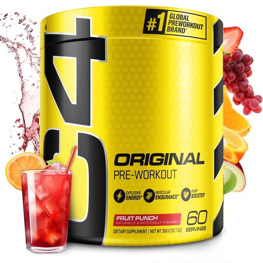 [BRSWIB35OV6RYADG] C4 Original Pre Workout Powder Fruit Punch - Vitamin C for Immune Support - Sugar Free Preworkout Energy for Men & Women - 150mg Caffeine + Beta Alanine + Creatine - 60 Servings