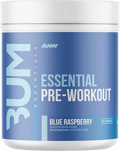 [BRSRABILBV6WCADV] RAW Essential Pre-Workout Powder – CBUM Formula | Energy Drink for Men & Women, Muscle Pump, Focus, Stamina, Strength, Endurance & Performance Booster | Blue Raspberry Flavor, 1.85 lbs
