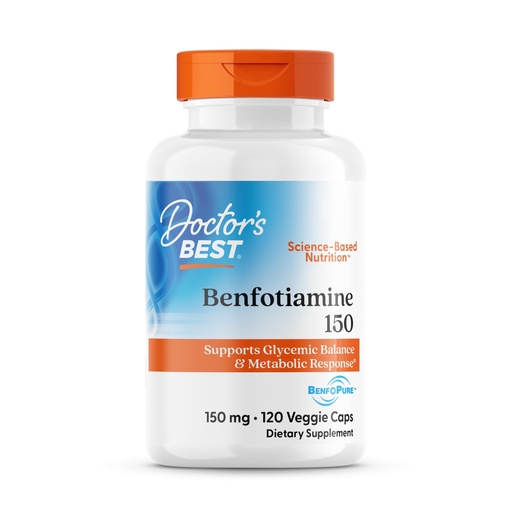 [BRSWIYQHCEPQGA3O] Doctor's Best Benfotiamine 150mg Supplement - Bioavailable Vitamin B1 for Men & Women, Benfotiamine B1 Capsules, Supports Nerve & Metabolic Health, Antioxidant Support, Non GMO, Vegan -120 Veggie Caps