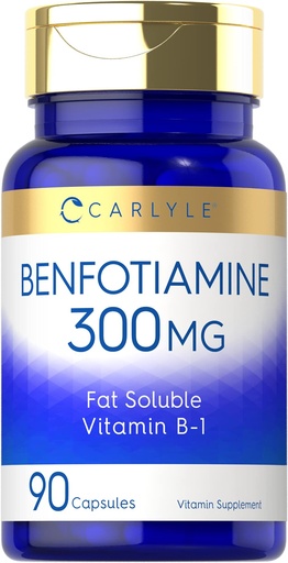 [BRSWGFL6BMMR62QU] Carlyle Benfotiamine 300mg | 90 Capsules | Fat Soluble Vitamin B1 Thiamine | Non-GMO, Gluten Free Supplement