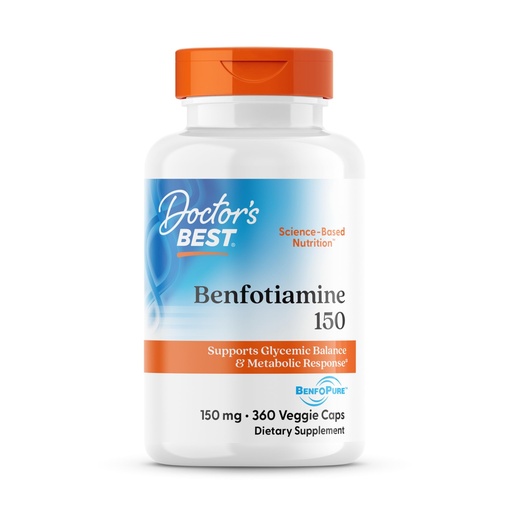 [BRSWIZA4A4HAMG32] Doctor's Best Benfotiamine 150 with BenfoPure, Helps Maintain Glucose Metabolism, Non-GMO, Vegan, Gluten Free, Soy Free, 150 mg, 360 Veggie Caps