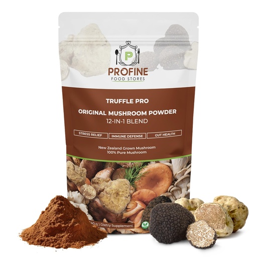 [BRSROHAOB4BGE2A7] PROFINE Truffle PRO Mushroom Powder 12- in - 1 Super Blend with Black Truffle and White Truffle - USDA Organic - Supplement - Add to Coffee/Tea/Smoothies - Whole Mushrooms - No fillers