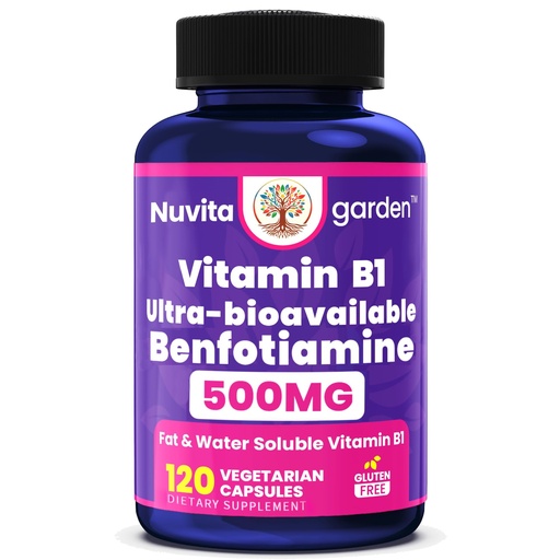 [BRSRAC36B4DQI2YZ] Benfotiamine, Fat Soluble Vitamin B1, Supplement Support for Nervy & Cognitive Performance - Enhances Healthy Circulation 120 Capsules