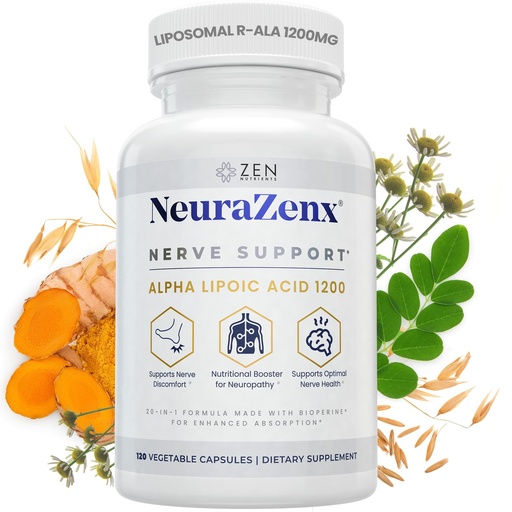 [BRSROYD5CECQYFL5] Zen Nutrients 1200mg Alpha Lipoic Acid R Matrix + Benfotiamine + B Complex Nerve Support - NeuraZenX Neuropathy Support Supplement with L-Carnitine and Turmeric (120 Capsules)