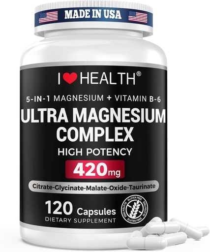 [BRSRGYYFCNYGCGT4] Benfotiamine 600mg Plus 20mg Vitamin B1 and Magnesium Complex Supplement 420mg- 30mg Vitamin B6-5 in 1 Ultra Absorption Magnesium Glycinate