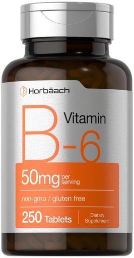 [BRSRABQTA4BBQYIU] Horbäach B6 Vitamin 50mg | 250 Tablets | Non-GMO & Gluten Free Supplement