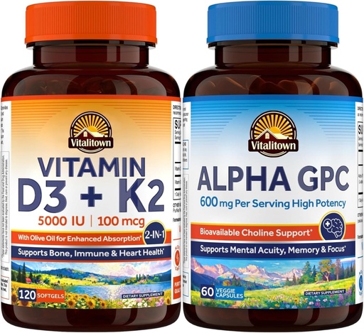 [BRSRGBAKB54BQHQZ] Vitalitown K3 D2 Supplement and Alpha GPC