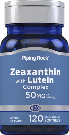 [BRSRMHYEOYMGMAD4] Piping Rock Zeaxanthin Plus Lutein | 50 mg | 120 Softgels | fra Marigold ekstrakt | Ikke-GMO, Glutenfri Supplement