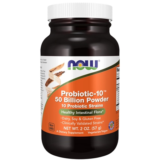 [BRSWIG3ZOZ6QKA32] NOW Supplements, Probiotic-10™ Powder, 50 Billion, with 10 Probiotic Strains, Strain Verified, 2-Ounce