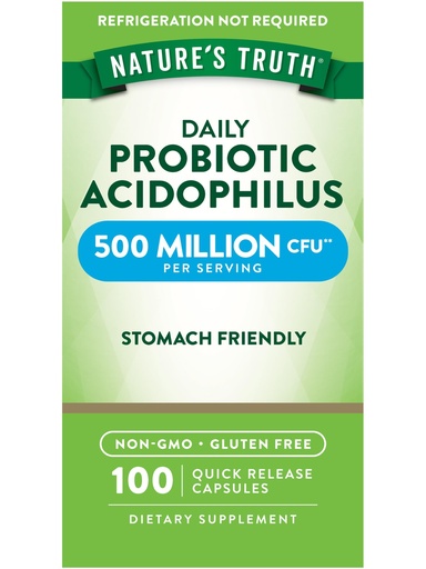 [BRSWICQBBAFQCHDM] Nature's Truth Probiotics for Men and Women | 500 Million CFU | 100 Capsules | Non-GMO & Gluten Free Supplement