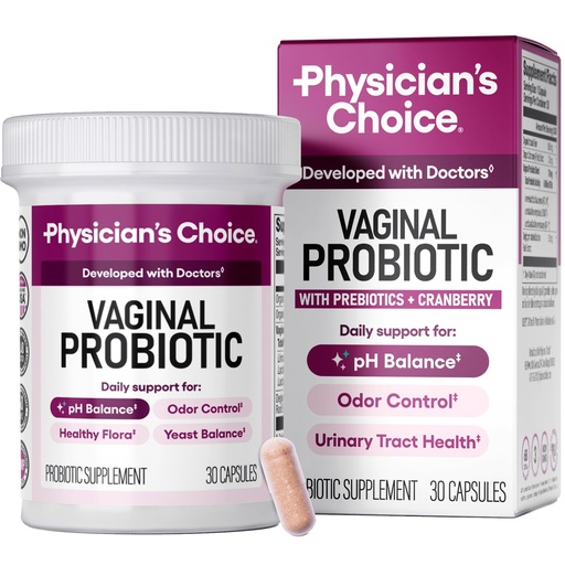 [BRSROHQ6C5YGYCQ2] Physician's CHOICE Vaginal Probiotics for Women - pH Balance, Odor Control, Yeast Balance, Vaginal Flora & Feminine Health - 6B CFU with Organic Prebiotics and Cranberry Extract - 30 CT