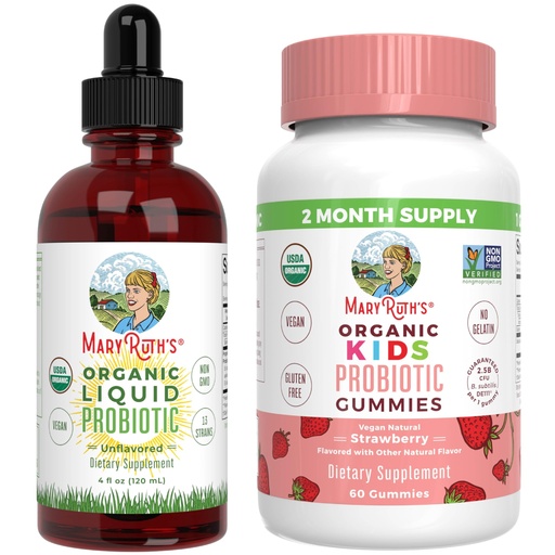 [BRSRAC3YDEIWYHLJ] MaryRuth's Probiotic (Unflavored) & Probiotic Gummies for Kids (Strawberry) | USDA Organic, Clean Label Project Verified® | Vegan, Non-GMO, Sugar-Free | Immune Support, Antioxidant & Digestive Health