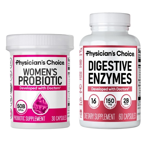[BRSROGIKOENWAEQV] Physician's CHOICE Women’s Starter Bundle: Women’s Probiotic 30ct + Digestive Enzymes 60ct