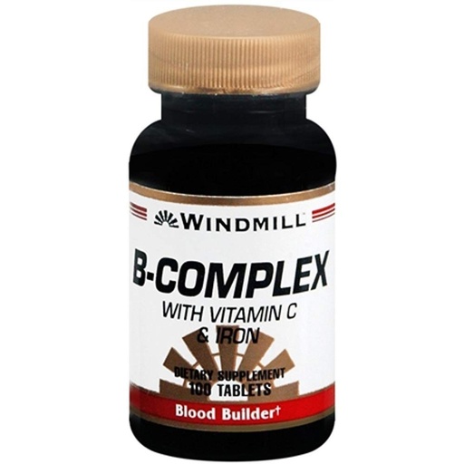 [BRSWKGYIBJ4R6FL2] Windmill B-Complex Tablets with Vitamin C and Iron 100 Tablets (Pack of 4)
