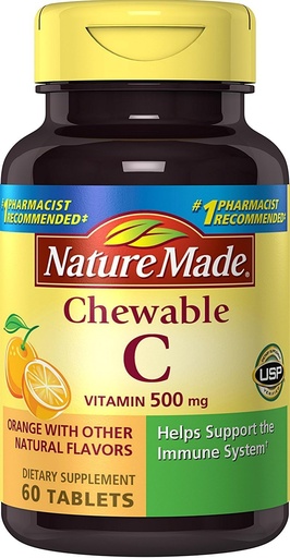 [BRSWIYDQBR4RMC3A] Nature Made Chewable Vitamin C 500 mg Tablets, 60 count to help Support the Immune System (Pack of 3)