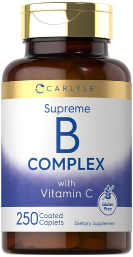 [BRSROCYEPMDRMHI2] Carlyle Vitamin B Complex Vitamins | 250 Caplets | with Vitamin C | Supplement for Women and Men | Vegetarian, Non-GMO, and Gluten Free