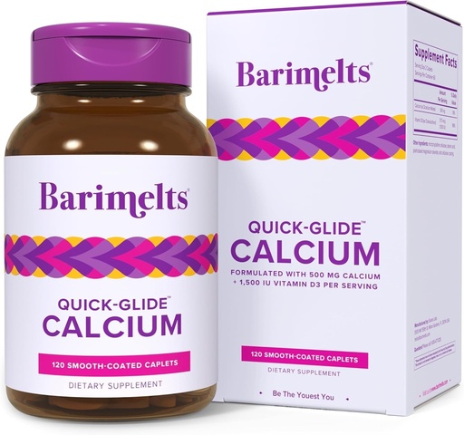 [BRSRACQEOYAWAH3J] Barimelts Quick-Glide™ Calcium - 120 Smooth-Coated Caplets (1-Month Supply) - Bariatric Calcium Supplements for Women Support Bone Health After Bariatric Surgery