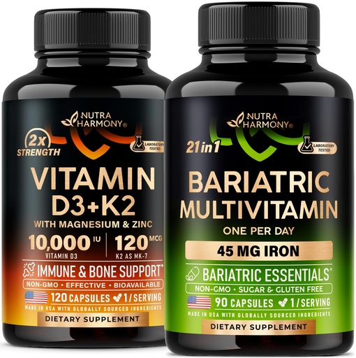 [BRSREZQRCMHA4ADD] NUTRAHARMONY Vitamin D3 K2 & Bariatric Multivitamin Capsules