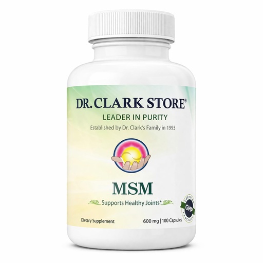 [BRSWIAITOUMAOHTK] Dr Clark Store MSM Supplement 600mg 100 Gelatin Capsules Daily Bioavailable Dietary Sulfur for Comfortable Movement, Joint Flexibility and Skin Appearance Support, Gluten Free, Non-GMO, USA Made