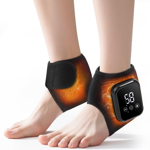 [BRSREFQOOQPAKG3A] 2PCS Cordless Ankle Heating Pads, Ankle Massager with Heat FSA Eligible Items List, Rechargeable Heated Foot Brace Wrap, 3 Vibration and Heating Modes, Auto Shut Off