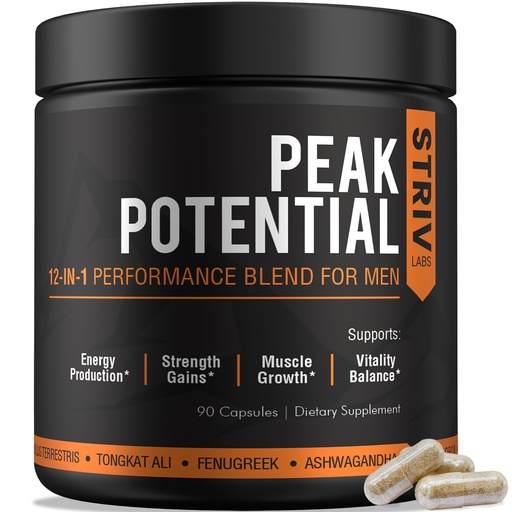 [BRSRAAY7CEPGODI3] Peak Potential 12-in-1 Testosterone Support for Men – Fenugreek, Ashwagandha & Tongkat Ali – Natural Strength, Energy & Muscle Builder – 90 Capsules