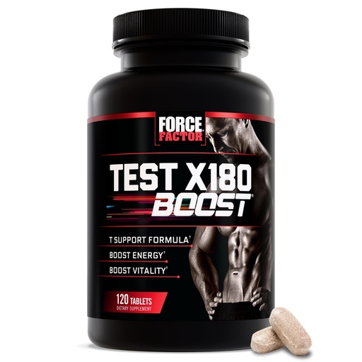 [BRSWY2YKOIGROFDO] Force Factor Test X180 Boost, 9-in-1 T Support for Men with D-Aspartic Acid, Boron, Fenugreek, Tribulus Terrestris & zumXR to Help Boost Energy, Vitality & Performance, 120 Tablets