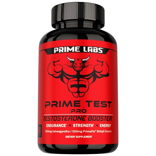 [BRSRAH34OYMGOHL7] Prime Labs Prime Test Pro - Testosterone Supplement for Men - Test, Vitality, & Energy Booster - with Ashwagandha, PrimaVie Shilajit Extract, & DIM - 60 Capsules