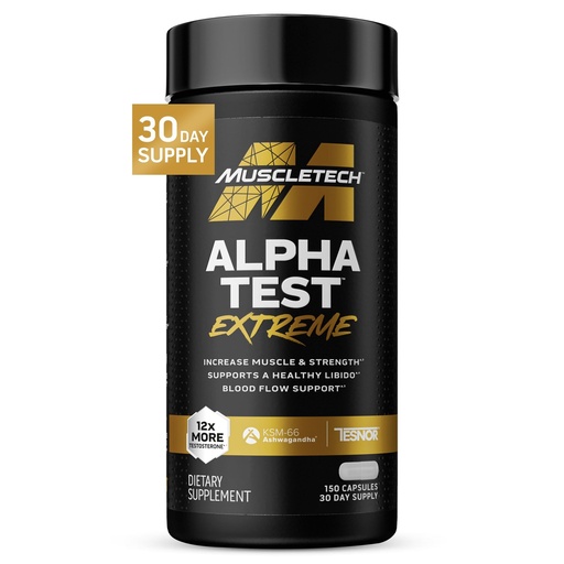 [BRSRAFQ7BN5ROF3X] MuscleTech Testosterone Booster for Men, AlphaTest (150 Capsules) - Workout Testosterone Supplement for Men - Sports Nutrition Testosterone Booster for Endurance, Strength & Muscle Builder